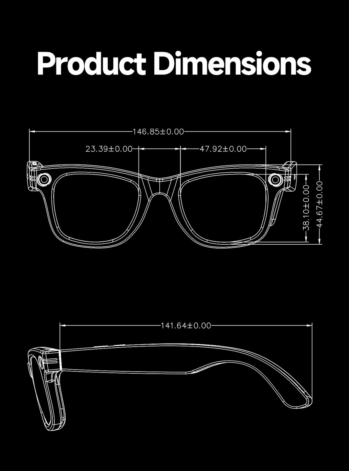 VISTIQ AI Glasses product dimensions