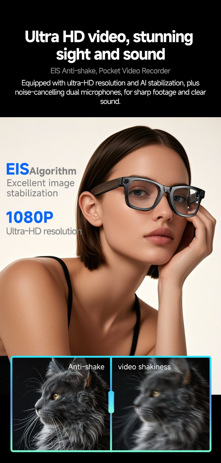 VISTIQ AI Glasses recording ultra HD video
